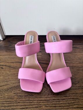 Steve Madden Pink Double-Strap Acrylic Wedge Sandals